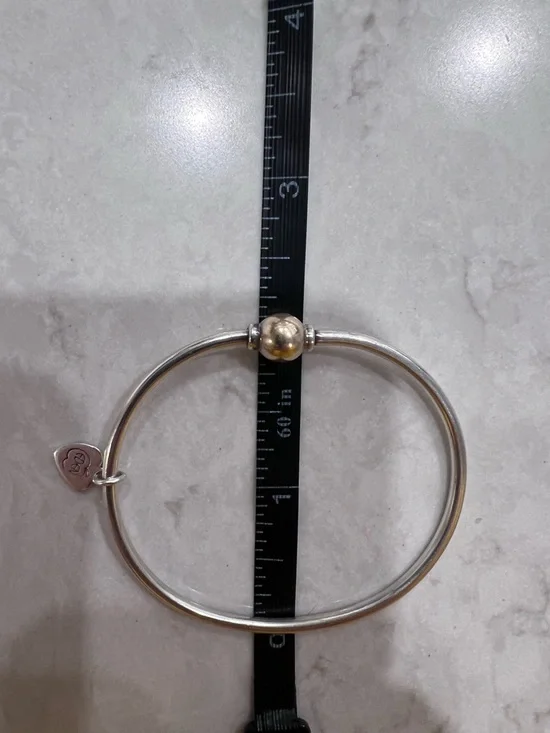 EDEN HAND ARTS 925 SILVER AND 14K GOLD, SCREWBALL CAPE COD BRACELET - Picture 4 of 12